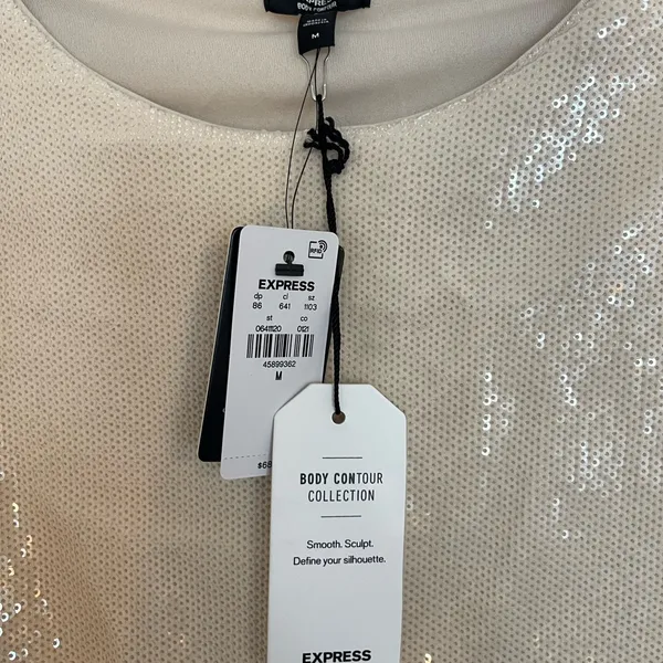 Express Cream Sequin Bodysuit - Image 3