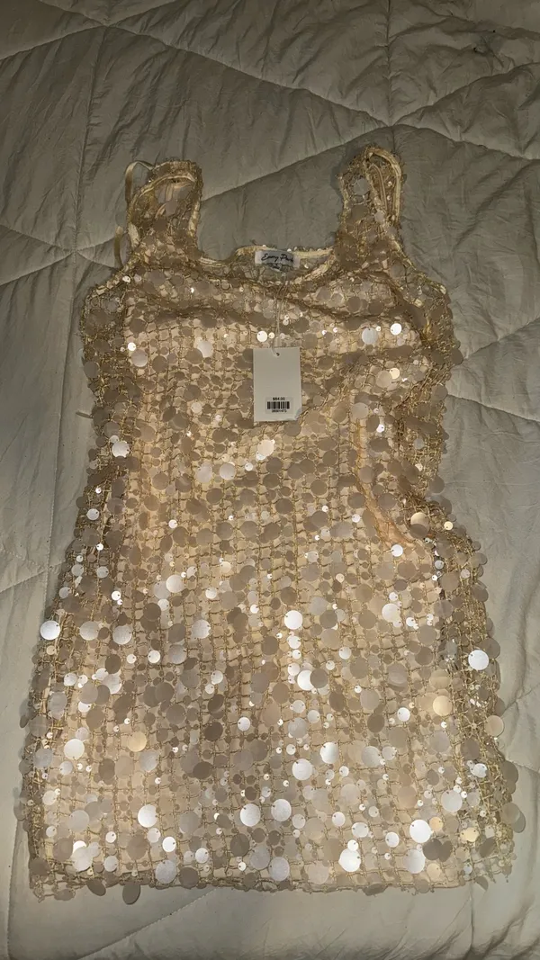 Knit sequin Dres Cream Gold - Image 5