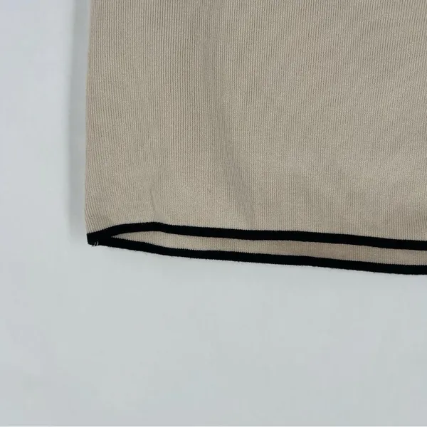 Mable Cream Skirt Black Trim‎ Stretch Ribbed Knit Mini High Rise Size L - Image 4