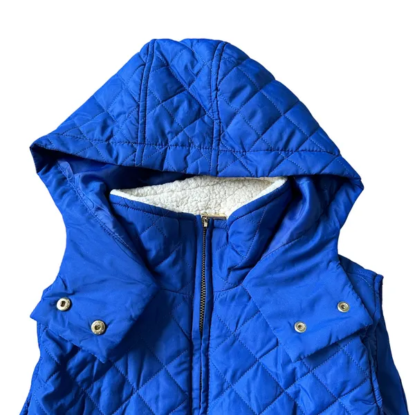 Active USA Quilted Blue Hooded Vest - Image 3