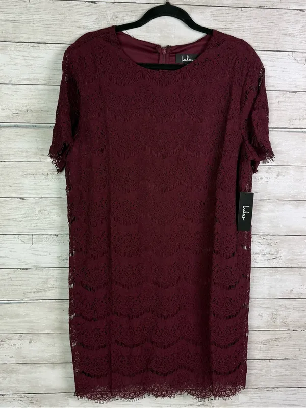 Lulus Take Me to Brunch Burgundy Lace Shift Dress Size XL - Image 3