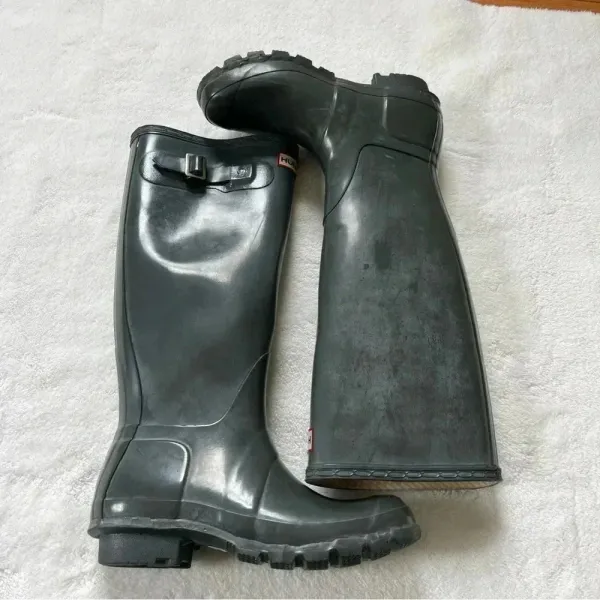 Hunter Original Gloss Tall Gray Rain Boots Size 5M 6F US. 37 - Image 2