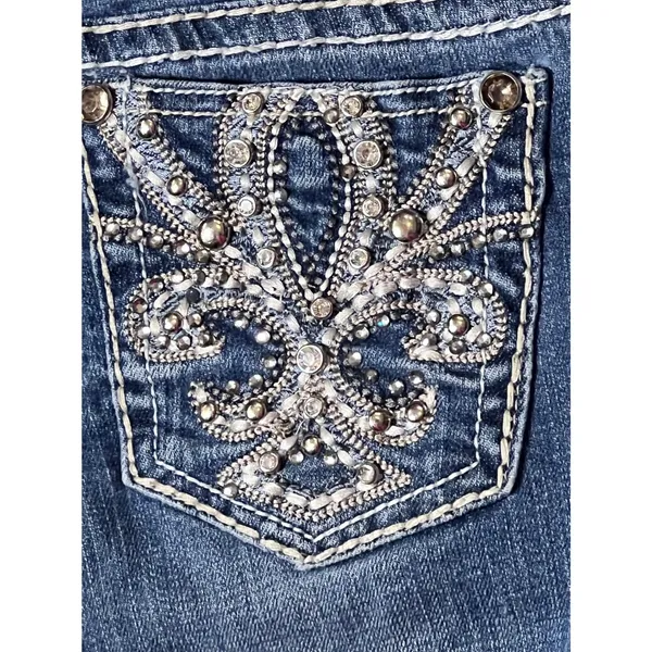 Grace in LA Jeans Size 5/26 TALL Bootcut Embellished Denim Bling Y2K Western‎ - Image 14