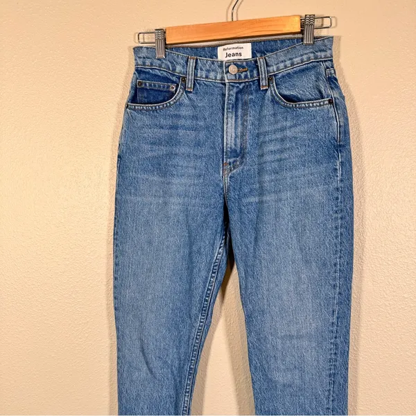 Reformation Blue Julia Crop High Rise Cigarette Jeans Womens 25 Denim Fall - Image 9