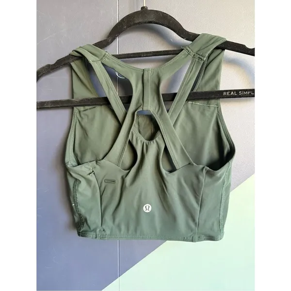 Lululemon Stash It Bra *Medium Support, B/C Cup, Rainforest Green, Size 4, EUC - Image 2