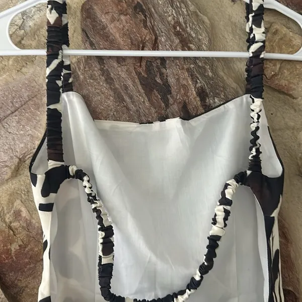 Commense Backless Print Split Zipper Dress size L Brown Size L - Image 7
