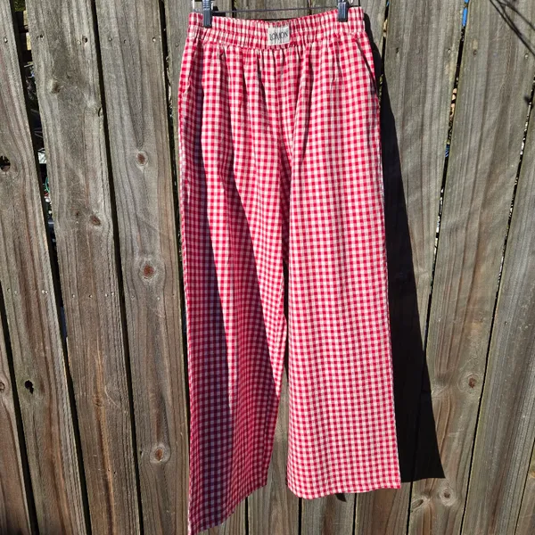 Lomon Red and White Gingham pajama Pants M - Image 3