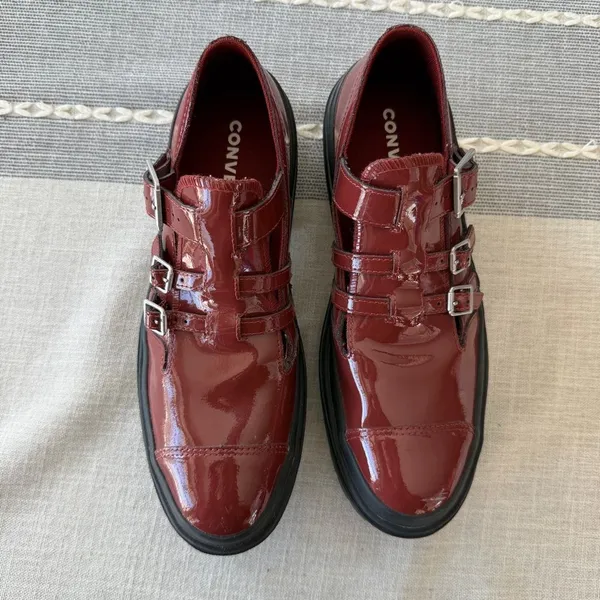 Converse Lug Sole Mary Jane’s Women’s Size 10.5 Red Patent Leather Platform Y2K - Image 5