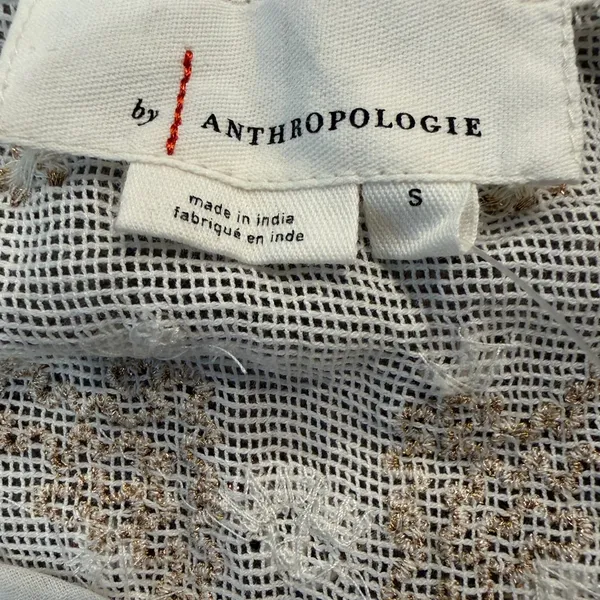NWT Anthropologie Ivory‎ Beaded Embroidered Reversible Cotton Tank Top Babydoll - Image 6
