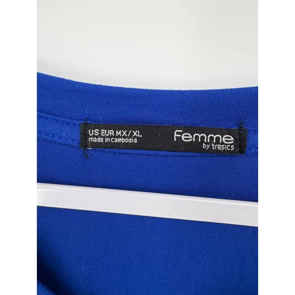 Femme by Tresics Royal Blue V Neck Pocket Tee Cobalt Womens XL - Image 5