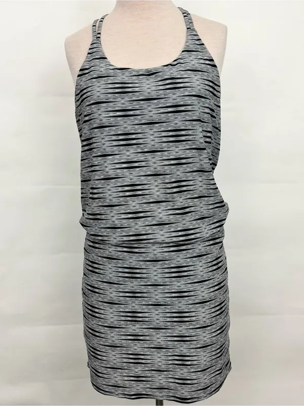 Athleta Ariel Venice Swim Strappy Back Dress black Gray Large - Image 3