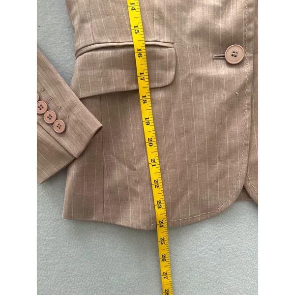 New York & Company Pant Suit Size 0 Tall Brown Pinstripe Blazer Trousers Set - Image 13