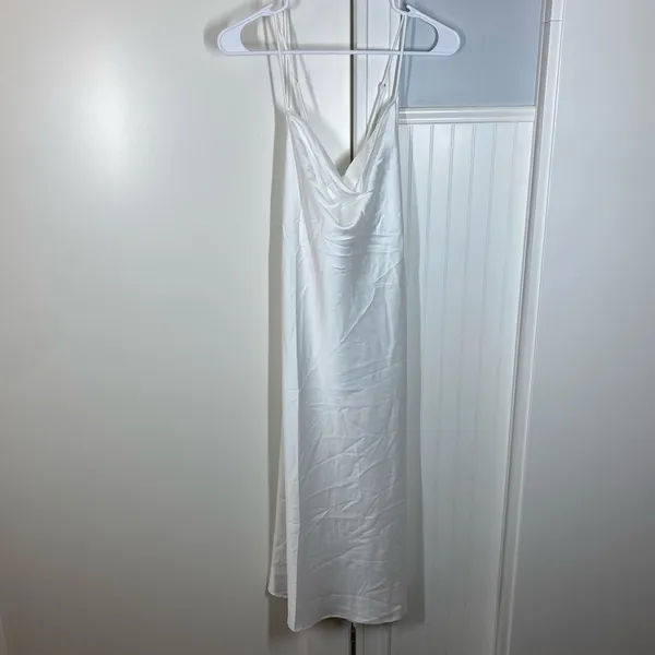 Show Me Your Mumu Verona Cowl Midi Dress small ivory Luxe Satin bridal white - Image 3