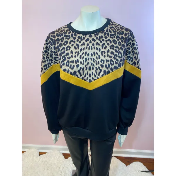 SheIn Color Block Leopard Panel Drop Shoulder Sweater 2XL - Image 5