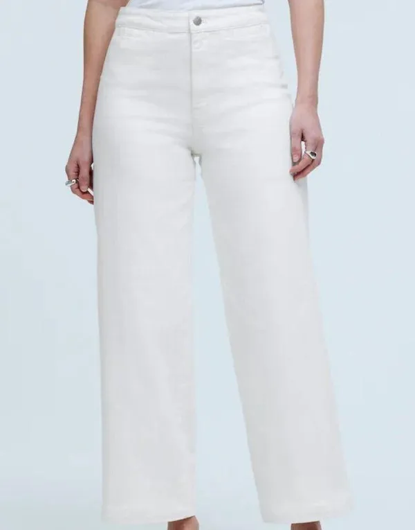 Madewell Curvy Emmet Wide Leg Jean 33 Tall Cropped Tile White NWT High Rise - Image 2