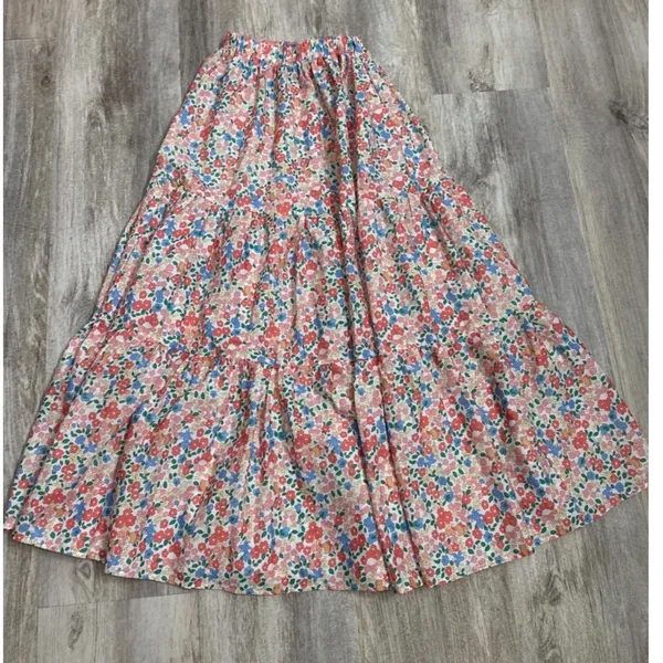Hello Molly Floral Tiered Maxi Skirt Elastic Waist Pockets Size XS US 2‎ - Image 2