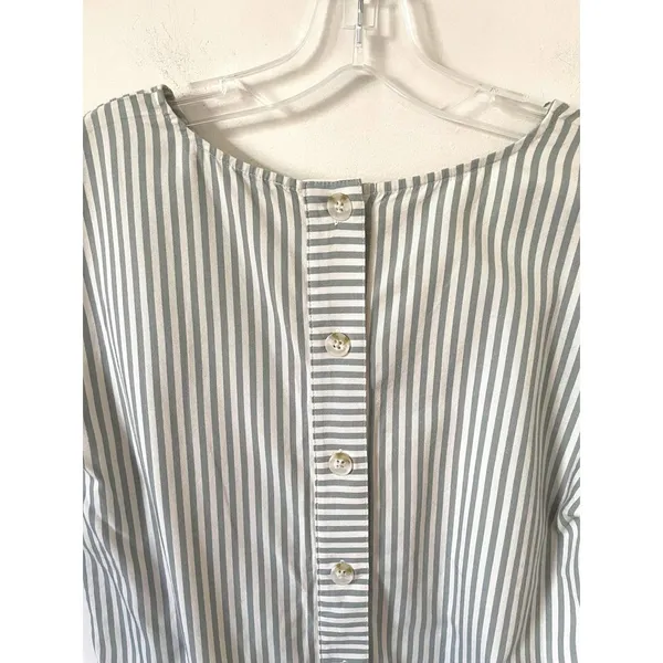 Madewell Striped Button Mini Dress Green Gray Tank Size Small - Image 5