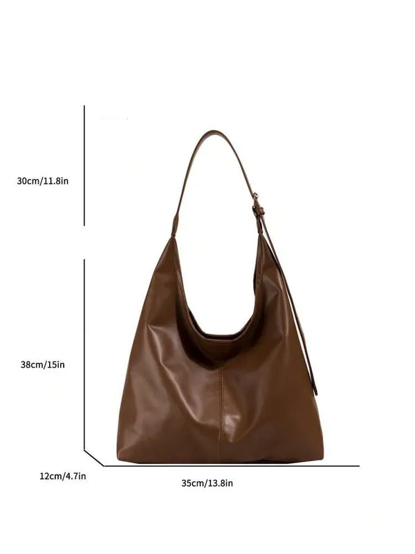 Tan Brown faux Leather large adjustable strap shoulder Tote bag - Image 2