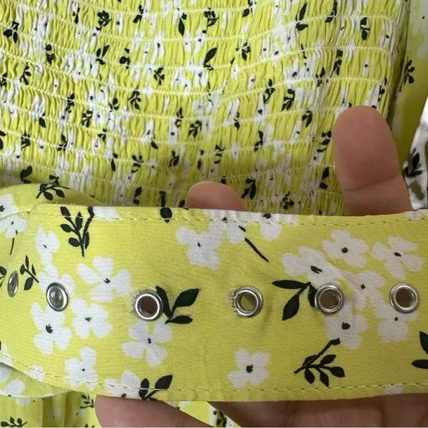 For Love & Lemons Chrysanthemum Mini Dress Lemonade Yellow Floral Medium - Image 11