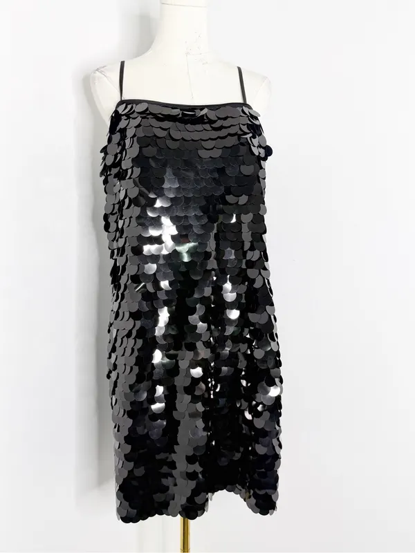 White House Black Market Black Sequin Mini Dress Size 12 NWT Party Vegas - Image 3