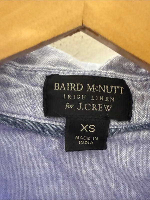 BAIRD McNUTT IRISH LINEN J.CREW‎ Shirt Dress Pockets Preppy XS Blue - Image 5
