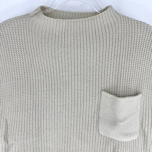Shaker Knit Sweater Vest with Chest Pocket Beige‎ Size Medium - Image 2