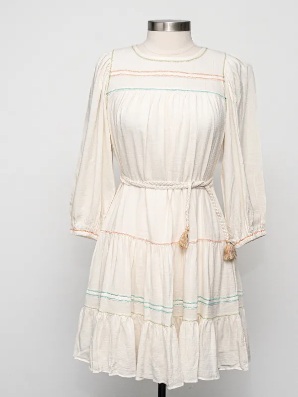Current Air  - Tiered Mini Dress with Braided Belt - Image 2