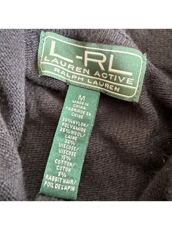 Lauren Active Ralph Lauren Black Cowl Neck Sweater M Wool Blend - Image 6