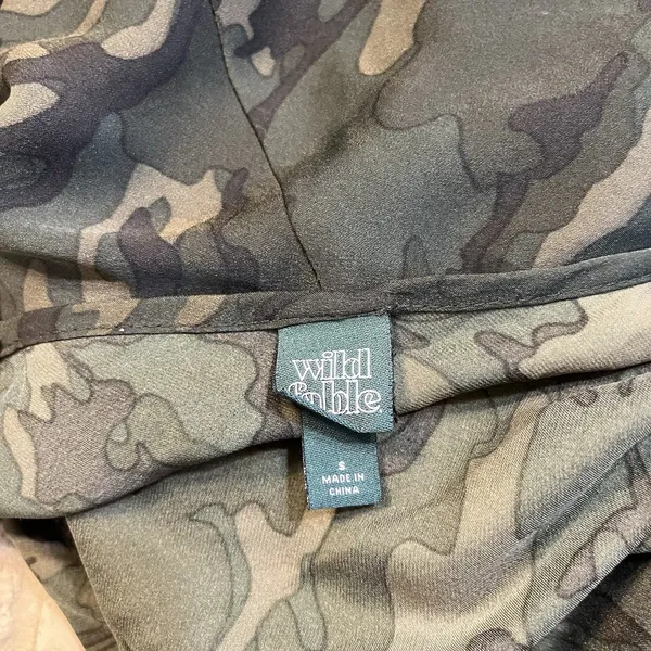 Wild Fable Slip Dress Forest Green Camo Midi S Lace Trim Grunge‎ Woodland Festival Y2K Boho - Image 6