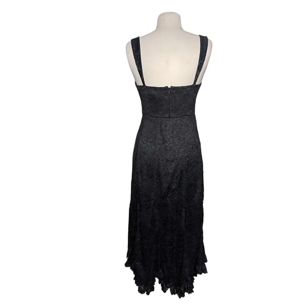 ANTHROPOLOGIE HUTCH Women’s Black Mace Corset Style Flouncy Midi Dress - Image 6