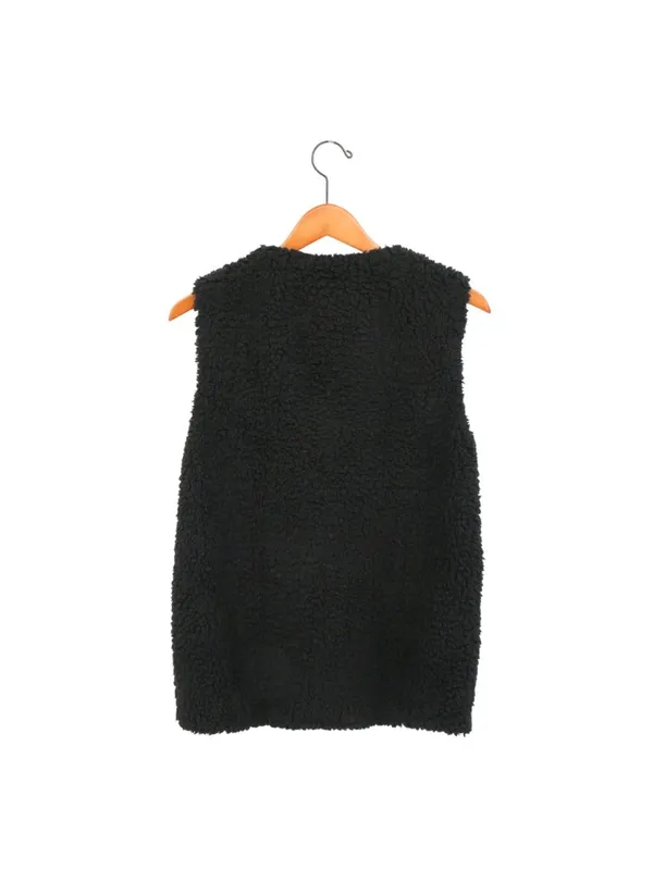 Aritzia Wilfred Chatou Black Shearling Vest S Sleeveless Zip Up Soft Teddy Small - Image 5