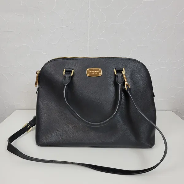 MICHAEL Michael Kors Women Bag Black Leather Cindy Dome Satchel Detachable Strap - Image 2