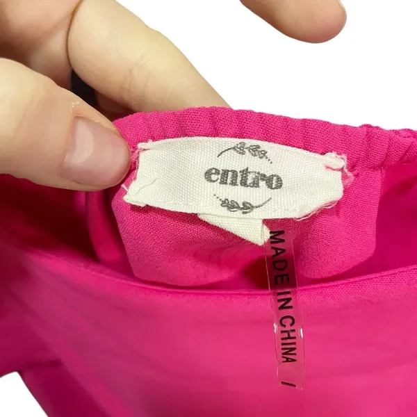 Entro Pink Layered Tank Top S Blouse Tie Straps‎ Girly Flowy - Image 3