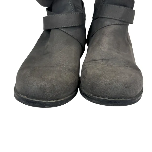 JustFab Carmona Over The Knee Boots Faux Suede Grey Moto Buckle‎ Women 10 Riding - Image 7