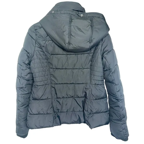 Abercrombie & Fitch Black Hooded Winter Utility Puffer Coat Jacket Womens Size M - Image 2