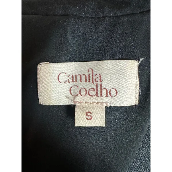 Camila Coelho Black Sequin Puff Sleeve Open Back Mini Dress Small Holiday - Image 6