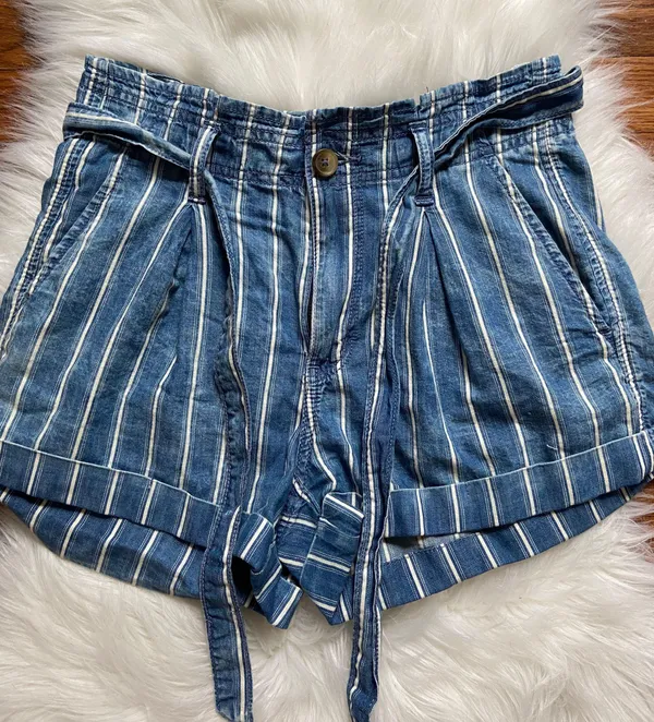 american eagle striped denim shorts - Image 3