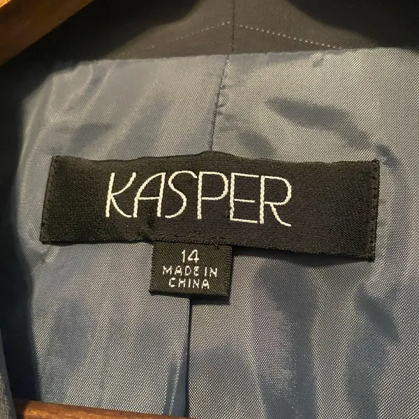 Womens Kasper Gray 3 Buttons Blazer Suit Jacket 14 - Image 5