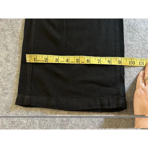 Black Linen Blend Pull On Elastic Waist Wide Leg Pant M, Shein Classic EzWear - Image 8