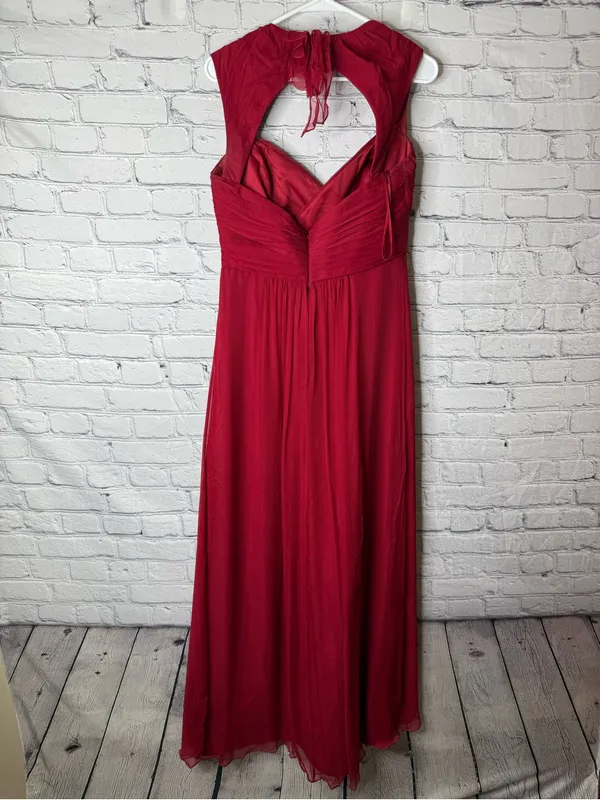 Amsale Elegant Red Halter Maxi Dress - Classic Evening Style size 10 - Image 10