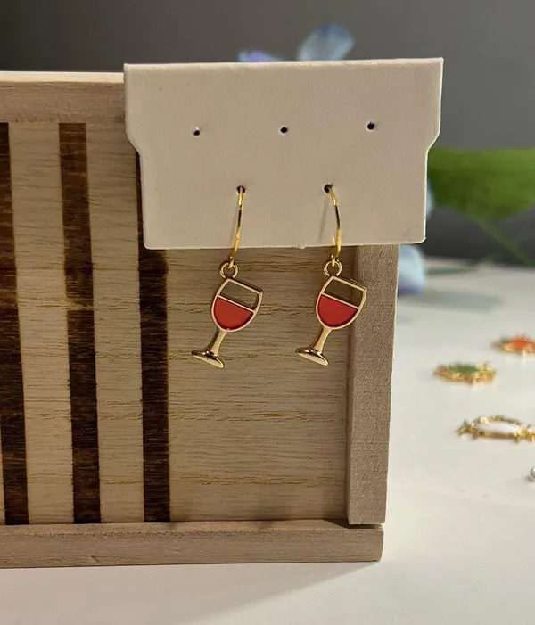 Red Orange Wine Glass Earring - Image 2