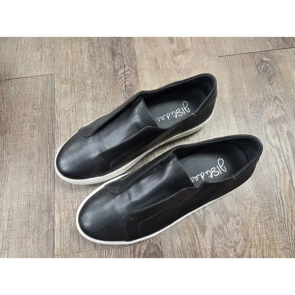 J/Slides Alara Leather Slip-On Platform Sneaker Black Shoes Size 7M - Image 2