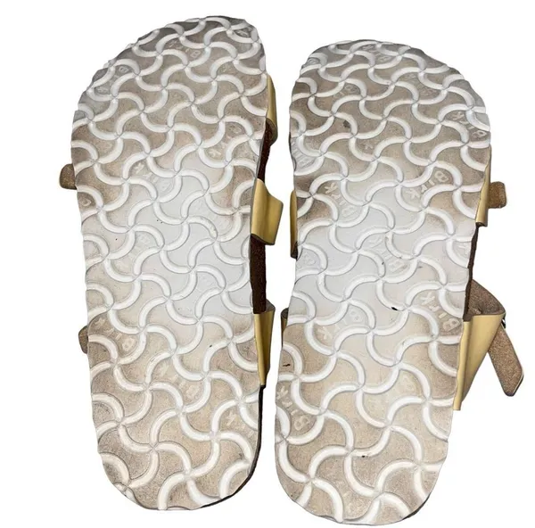 Birkenstock Birki’s Franca Popcorn Yellow Nubuck Leather Sandals size 8 narrow - Image 8