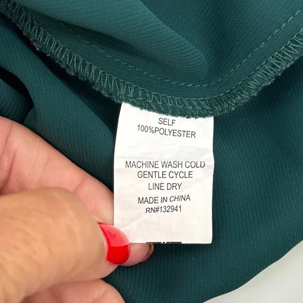 Amanda Uprichard Kimmie‎ Teal Green Smocked Mock Neck Keyhole Mini Dress Medium - Image 9