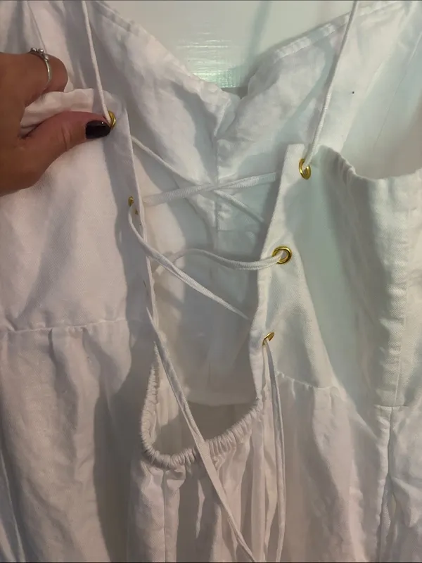 Women’s White Linen Blend Beach Dress - Image 2