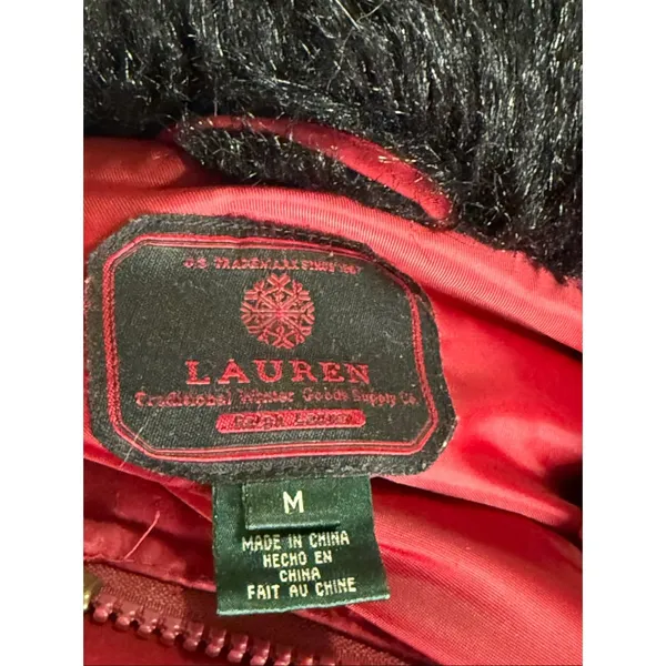 Ralph Lauren Winter Goods Red Down Coat Puffer Parka Women's Hooded Size M - Image 4