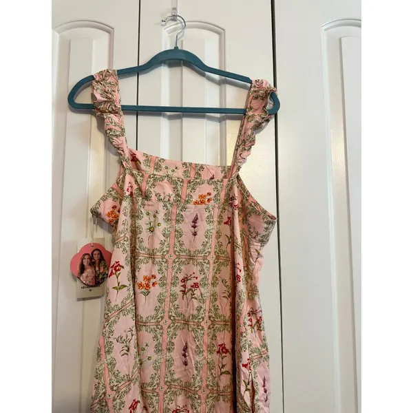 Agua Bendita X Target Womens XXL Light Pink Floral Tiered Mini Dress With Pocket - Image 7