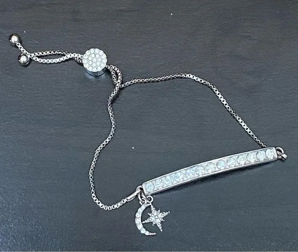Shine Bright Swarovski Element SilverPlated Celestial Star Moon Slider Bracelet - Image 10