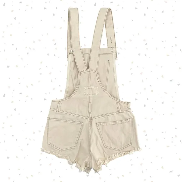 Farm Rio Vintage Ivory Denim Overall Shorts Summer Festival School Fit Size P/XS - Image 2