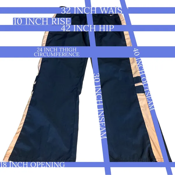Nike Blue And Pink Partial Zipper Leg Drawstring Waist Track Pants (M) - Image 14